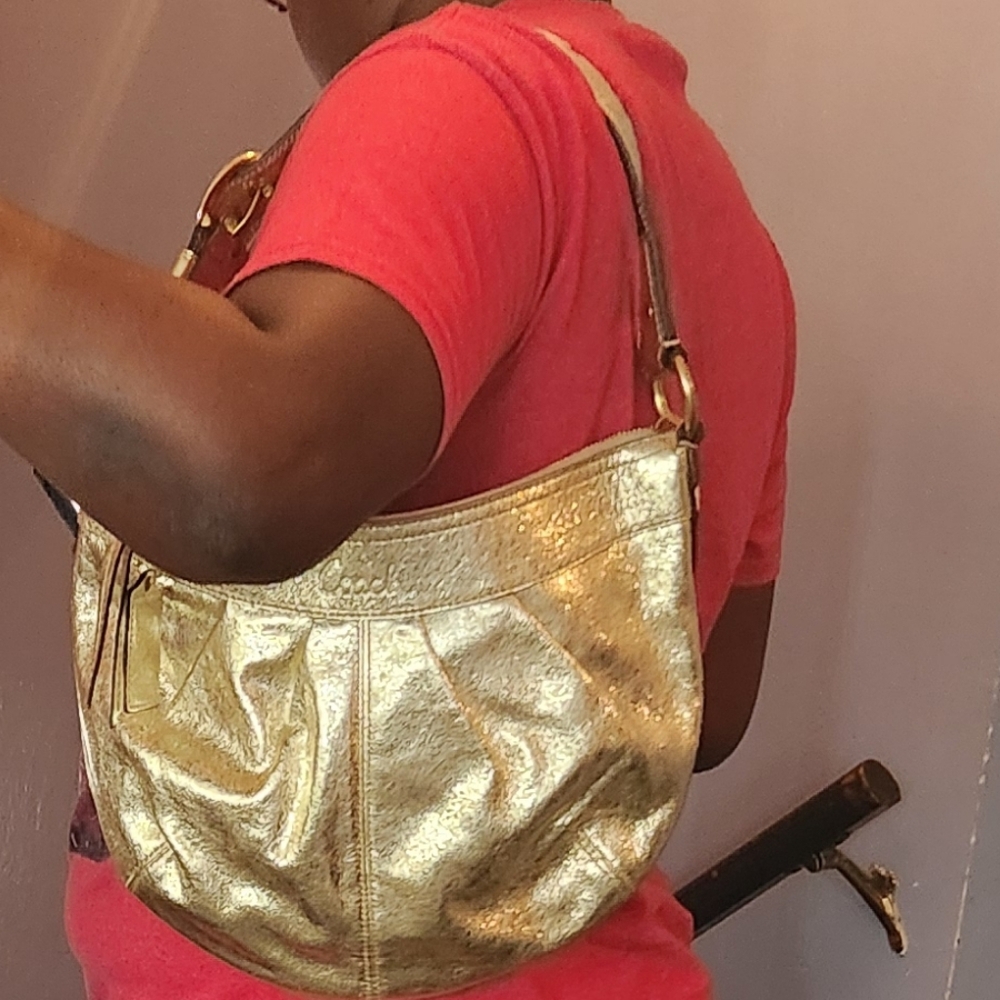 Coach Metallic Gold Hobo Bag - Picture 8 of 9